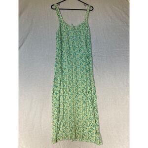 SO Womens S Strappy Sleeveless Y2K 90s Lemons Midi Gauze Tie Zipper Green